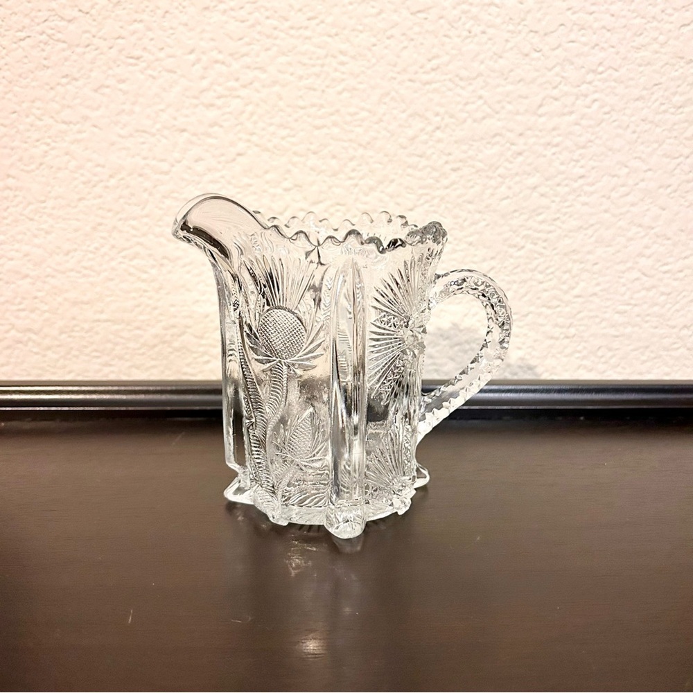 Antique EAPG John B. Higbee Paneled Thistle Footed Glass Creamer 1905-1910